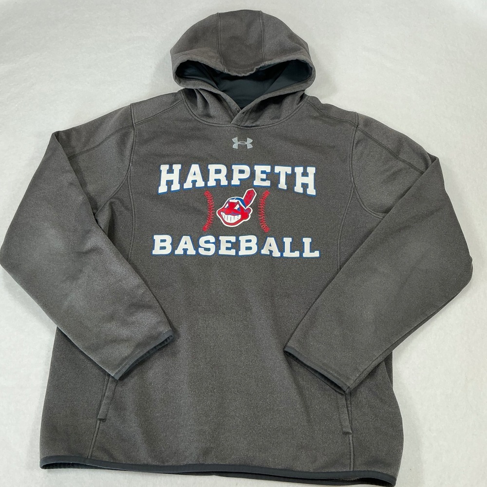 Under Armour ColdGear Harpeth Baseball Hoodie Gray Mens Small Pullover Fleece